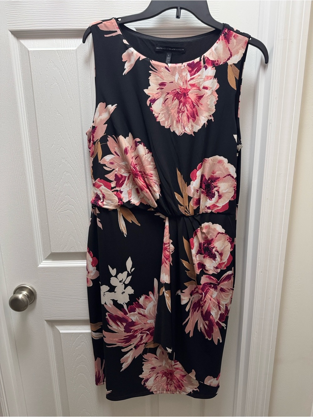 WHBM Black Dress with Pink Floral Accents